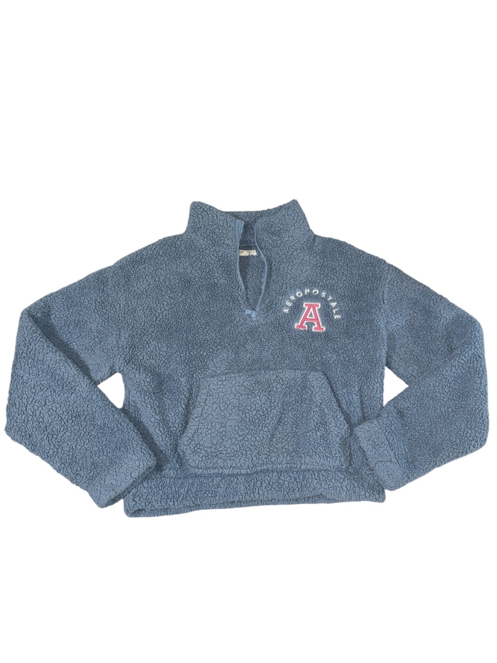 Aeropostale Women’s Small Gray Sherpa Fleece Quarter Zip Pullover - Picture 2 of 5